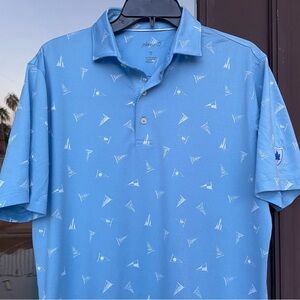 johnnie-O Light Blue Golf Flag * Maplecrest * Polo Shirt S